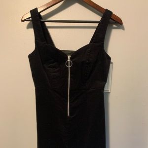 Topshop Black Corduroy Fitted Mini Dress